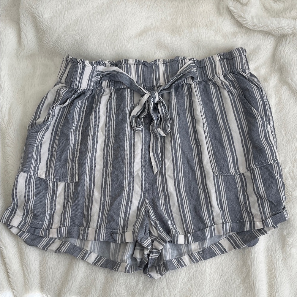 SO High Waist Striped Blue and White Shorts